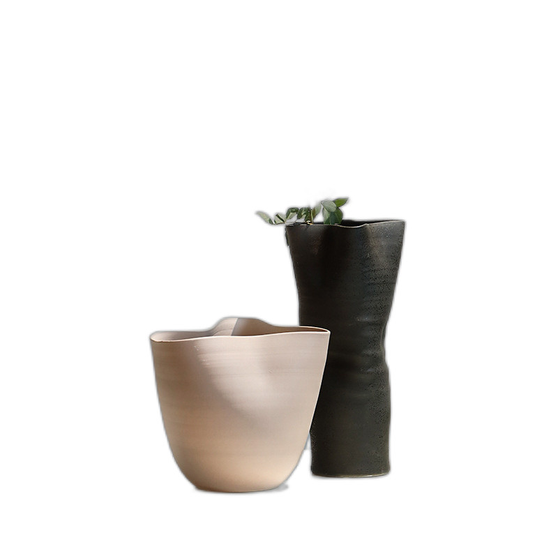 Best West Wabi-Sabi Style Plain Irregular Ceramic Vase Home Living Room Flower Arrangement Model ... | Walmart (US)