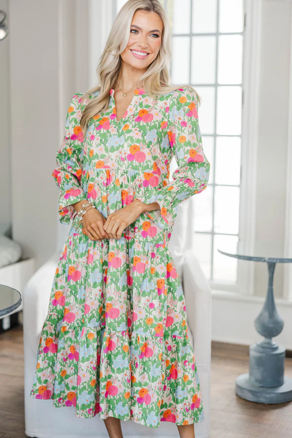 NURSING COLLECTION: What A Surprise Green Floral Midi Dress | The Mint Julep Boutique
