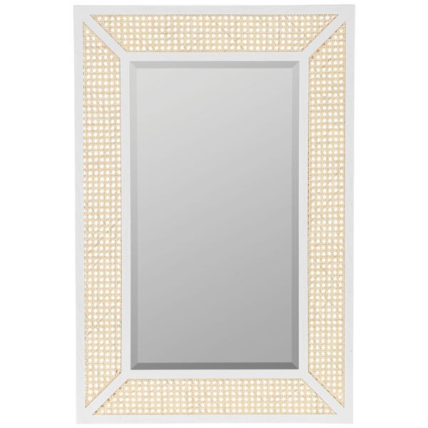 Dani Cane and White Wood 36-Inch x 24-Inch Wall Mirror | Bellacor