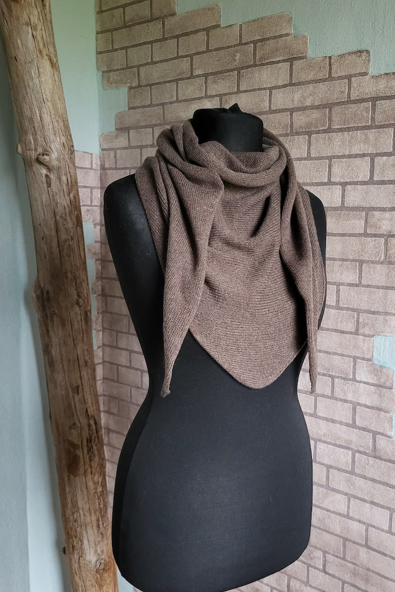 Merino Cashmere Triangle Scarf, Soft Warm Scarves, Brown Shawl, Lightweight Scarf, Winter Neck Wa... | Etsy (US)