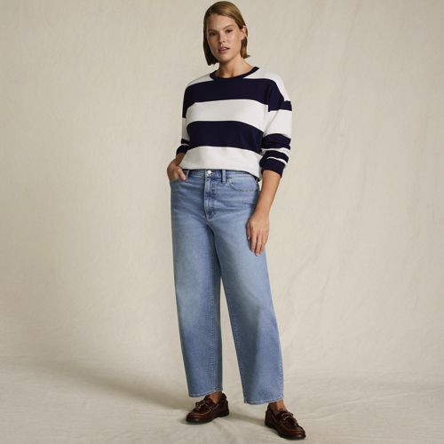 Women's Petite Recover High Rise Barrel Leg Ankle Jeans - Lands' End - Blue - 10 | Lands' End (US)