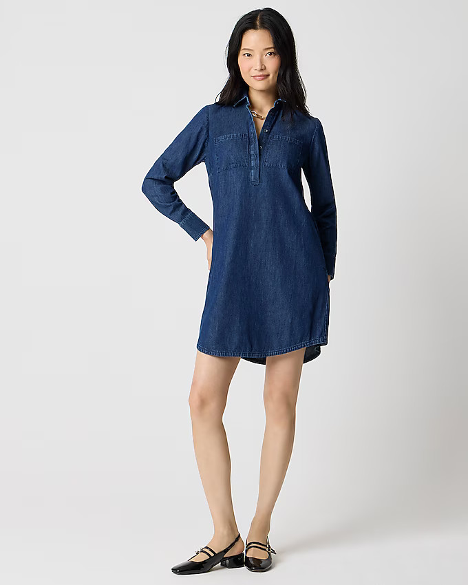 Long-sleeve chambray shirt-dress | J.Crew Factory