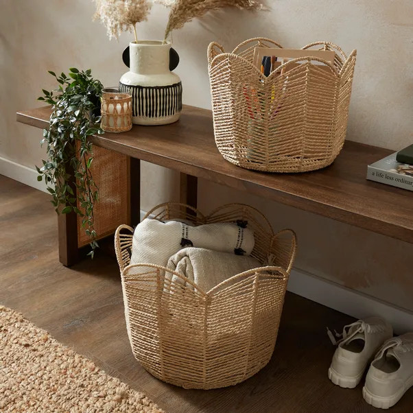Set of 2 Scalloped Paper Rope Baskets | Dunelm (migrated)