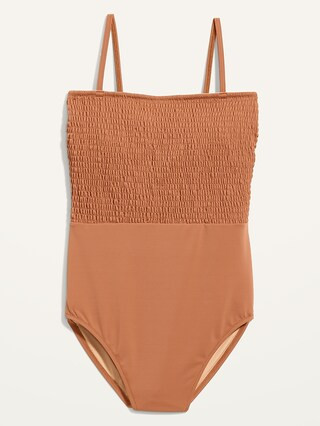 Smocked Bandeau One-Piece Swimsuit for Women | Old Navy (US)