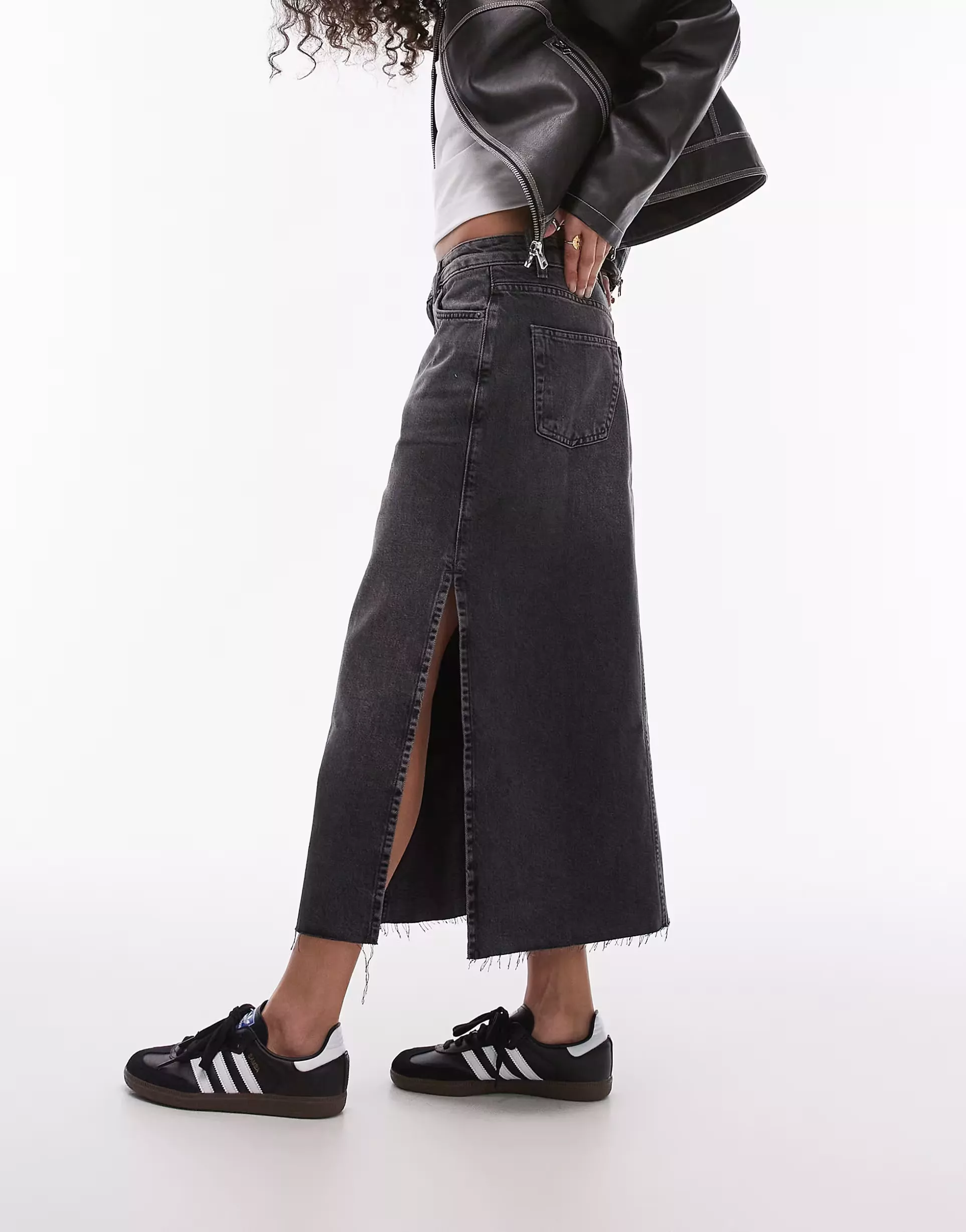 Topshop denim midi store skirt