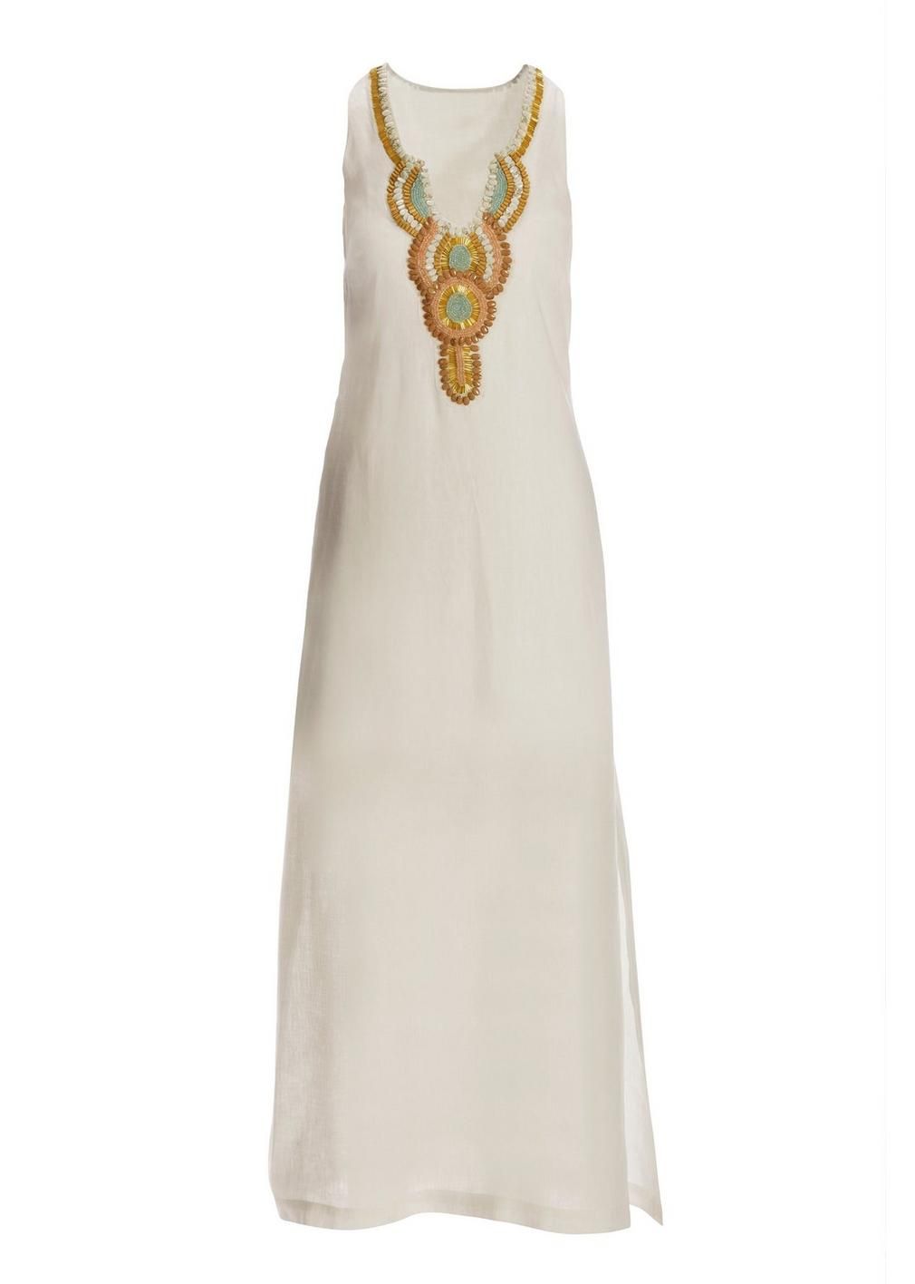Linen Embellished Maxi Dress | Boston Proper