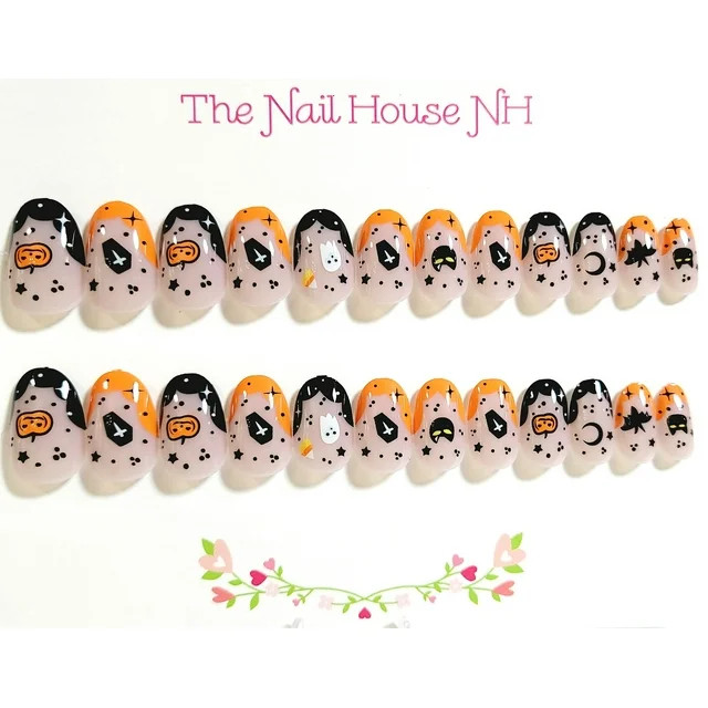 Boo Kitty and Friends French Manicure Glossy Oval Press On Nails - 24 Pieces - Artificial Nail Ki... | Walmart (US)