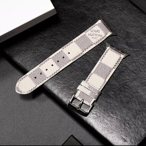 Designer White LV Leather Apple Watch Band Strap Style 38mm 40mm 42mm 44mm | Etsy (US)