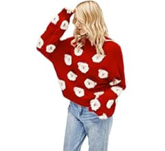 Women's Christmas Sweater Santa Print Ugly Pullover Knitted Jumper Long Sleeve Crew Neck Sweater ... | Amazon (US)