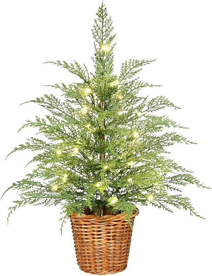 My Texas House Christmas Tree, Green Cypress Artificial Christmas Tree, Warm White LED Lights Twi... | Amazon (US)