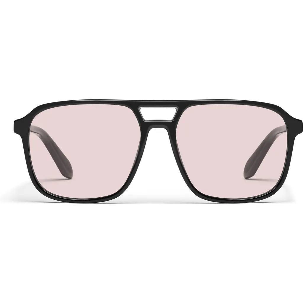 QUAY On The Fly 57mm Aviator Sunglasses in Black/light Lilac at Nordstrom | Nordstrom