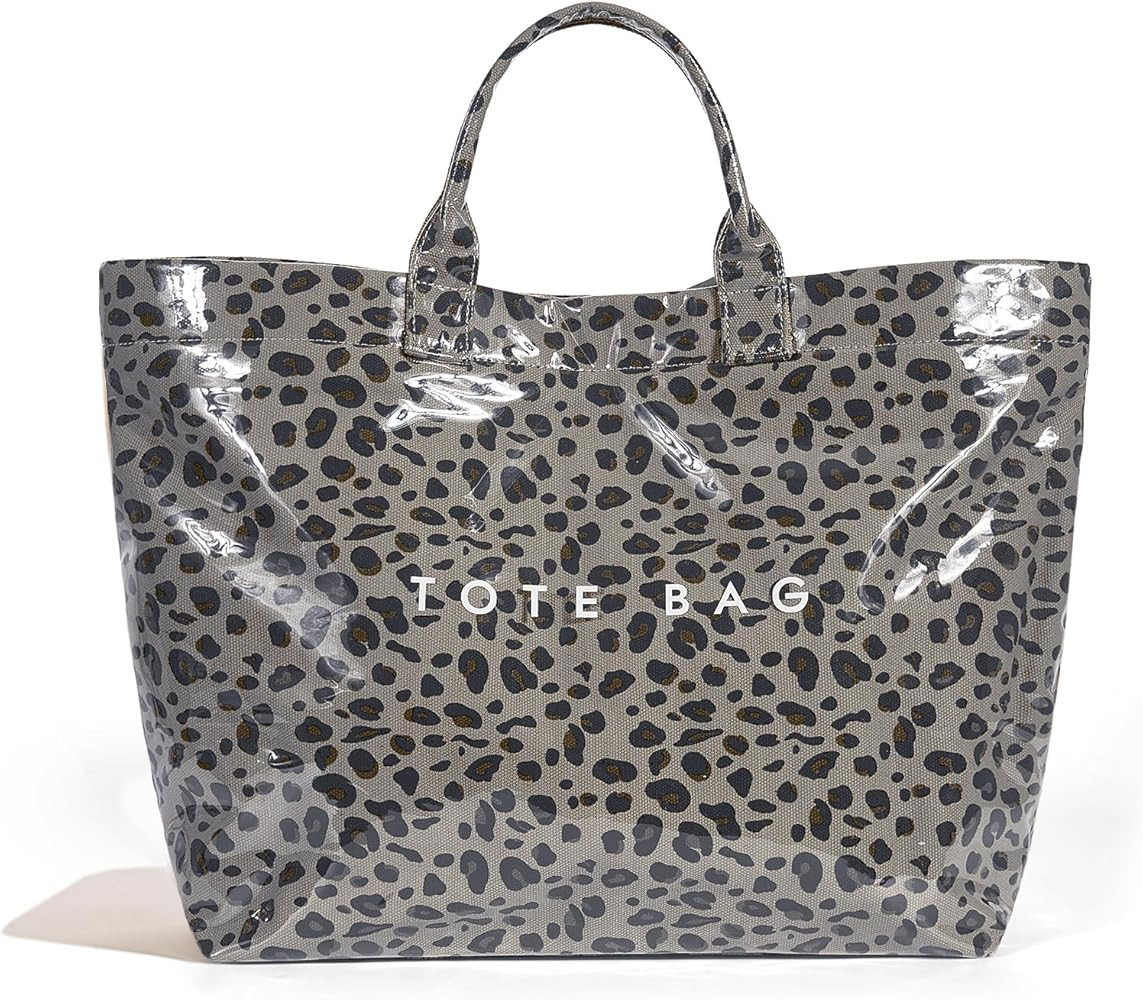 Tote Bag for Women Large PVC Tote Bag Letters Print Plastic Handbag for Christmas Gift | Amazon (US)