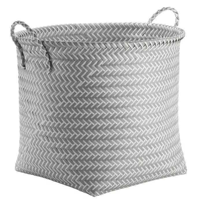Large Round Woven Plastic Storage Basket White/Gray - Room Essentials™ | Target