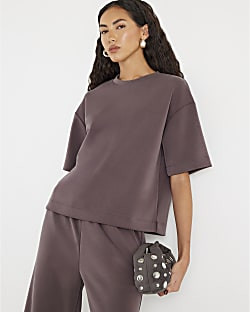 Brown Premium Boxy T-shirt | River Island UK & IE