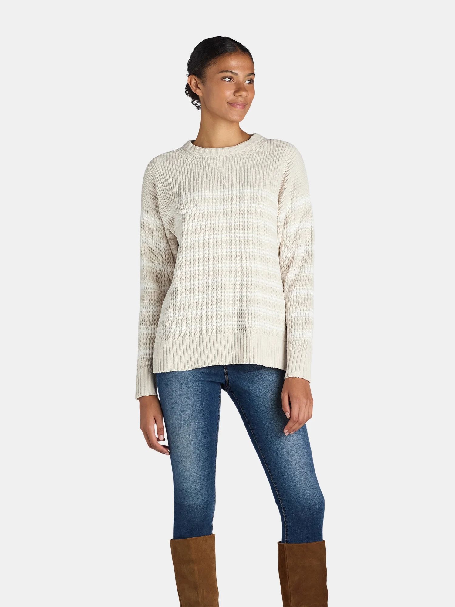 Time and Tru Women's Chenille Pullover Sweater with Long Sleeves, Sizes XS-XXXL | Walmart (US)