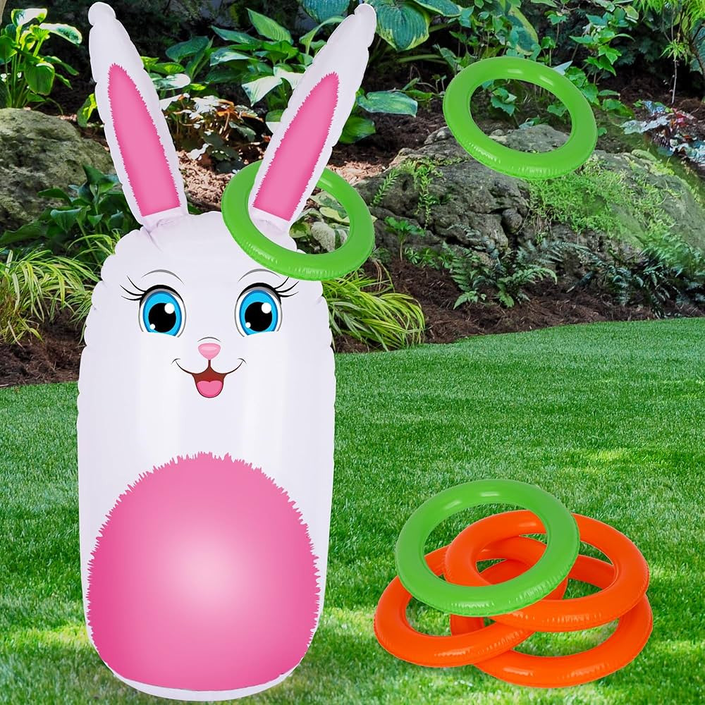 ArtCreativity Easter Bunny Inflatable Ring Toss Game - Easter Games for Kids with Inflatable Bunn... | Amazon (US)