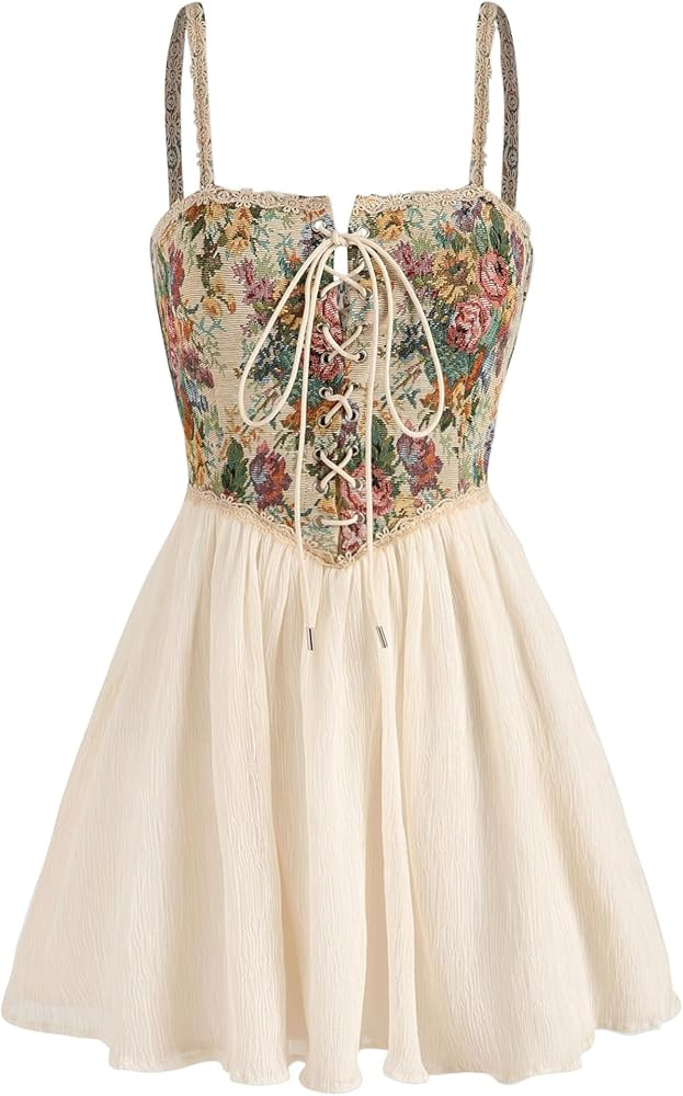 CIDER Secret Garden Corset Mini Dress | Amazon (US)