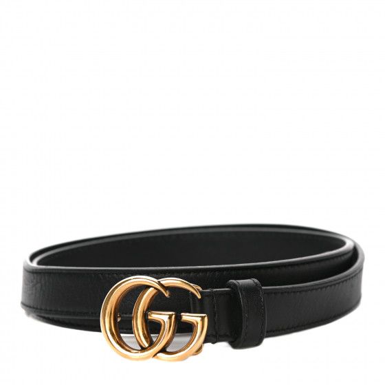 GUCCI Calfskin Double G 20mm Belt 80 32 Black | Fashionphile