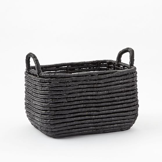 Woven Seagrass Baskets, Black, Medium Rectangle | West Elm (US)