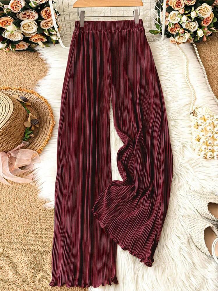 Omancia Women's Plain Pleated Pants | SHEIN