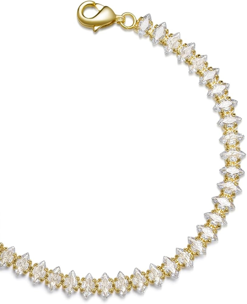 14k Gold Filled Tennis Bracelet|Cubic Zirconia Classic Tennis Bracelet for Women|Gold Link Bracel... | Amazon (US)