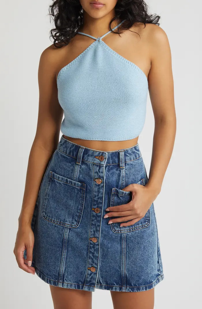 Diamond Halter Crop Sweater Tank | Nordstrom