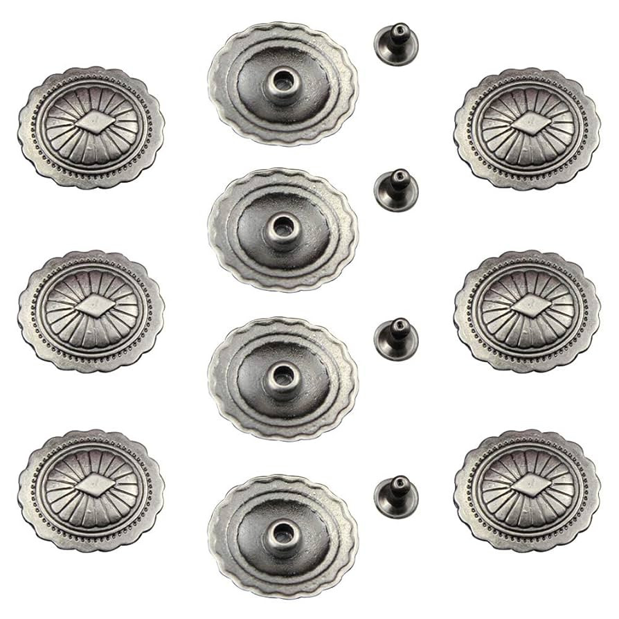 Retro Oval Flower Texture Decorative Rivet Metal Silver Carving Round Shape Conchos Castings Scre... | Amazon (US)