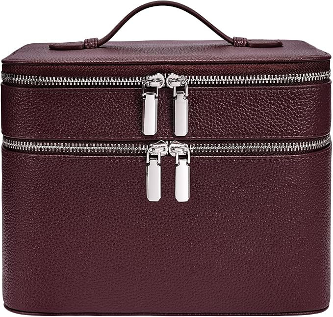 Makeup Case, Large Capacity Waterproof Double Layer Cosmetic Bag with Removable Divider, Double C... | Amazon (US)