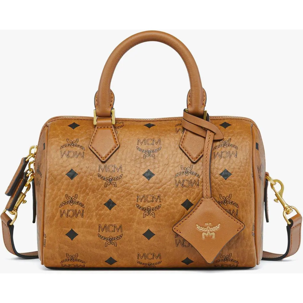 MCM Small Ella Boston Bag in Visetos in Cognac at Nordstrom | Nordstrom