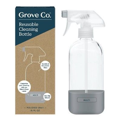 Grove Co. Reusable Cleaning Glass Spray Bottle with Silicone Sleeve - Polished Gray - 1ct | Target