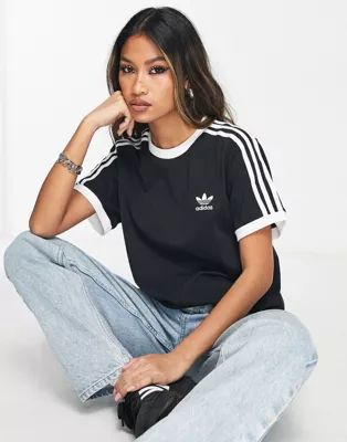 adidas Originals Adicolor 3 stripe t-shirt in black | ASOS (Global)