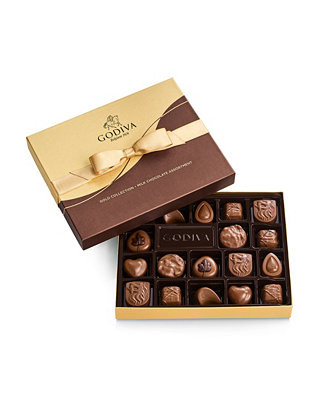 Godiva Assorted Milk Chocolate Gold-Tone Gift Box, 18 Pieces - Macy's | Macy's