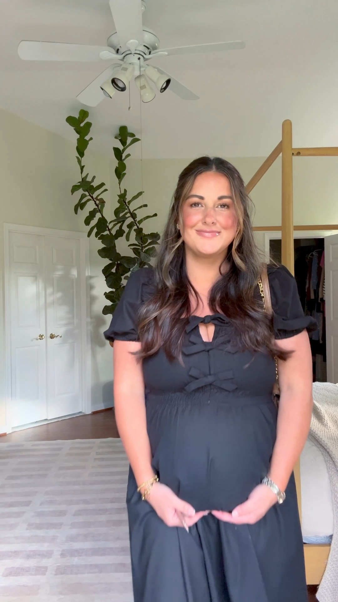 This dress is non maternity (I am 33 weeks pregnant) and wearing a medium. The fabric is amazing and will be a classic in my closet postpartum as well. It comes in lots of colors and is on major sale! I altered it a bit and sewed closed the opening at the bust above and below the bows for some additional coverage  

#LTKSaleAlert #LTKBump #LTKSummerEdit