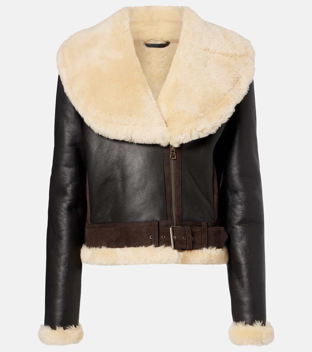 Shearling-trimmed leather jacket | Mytheresa (US/CA)
