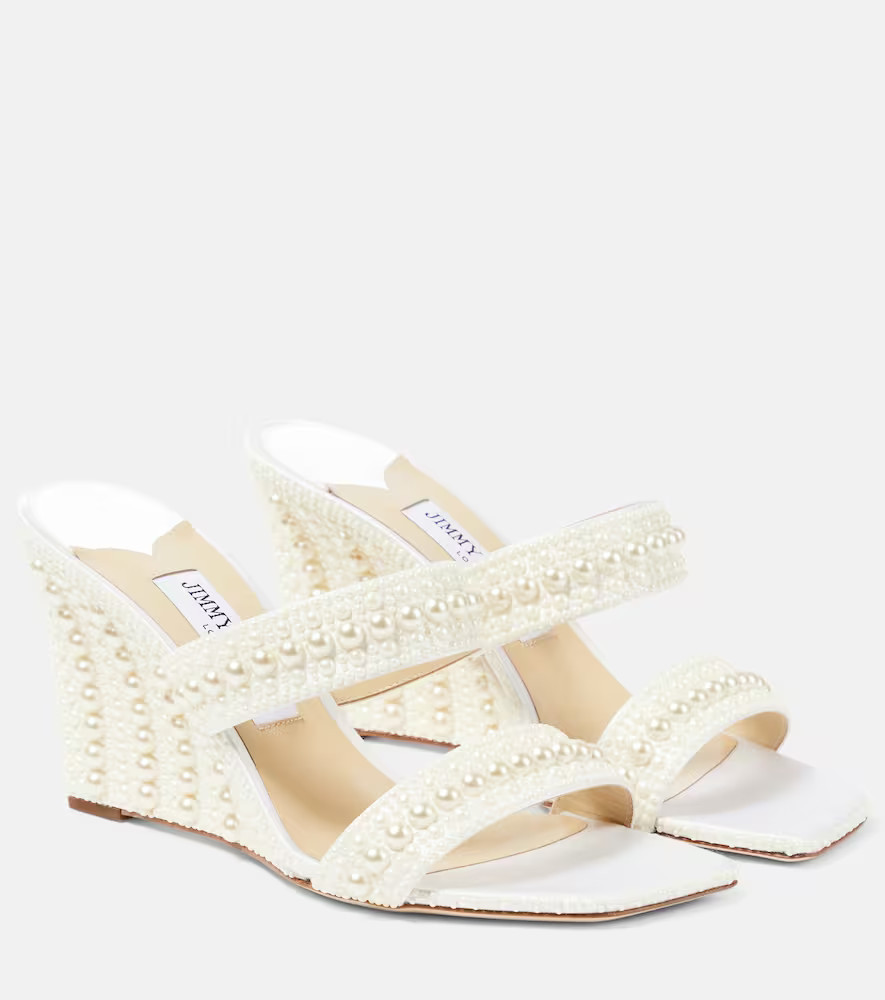 Jimmy Choo Bridal Sacoria 85 embellished wedge mules | Mytheresa (US/CA)