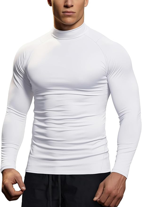 Zengjo Mens Mock Neck Long Sleeve Light Compression Shirts for Workout Running Thermal Athletic B... | Amazon (US)