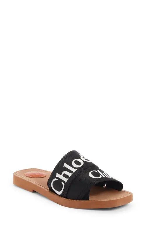 Chloé Logo Slide Sandal in Black at Nordstrom, Size 11Us | Nordstrom