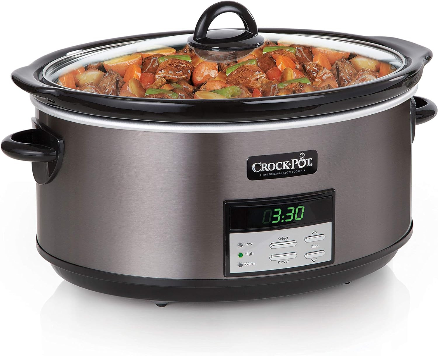 Crock-Pot Large 8-Quart Programmable Slow Cooker with Auto Warm Setting, Black Stainless Steel, I... | Amazon (US)