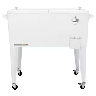 PERMASTEEL 80 qt. White Classic Outdoor Rolling Patio Cooler with Wheels and Handles PS-203 White... | The Home Depot