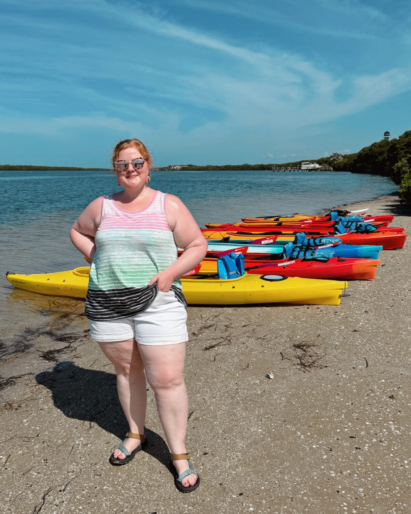 Casual Vacation Outfit 🩷🤍💚🖤
30% OFF the tank with code 2024LIZ

Kayak outfit, kayaking, Ulla Popken, lane bryant, Teva