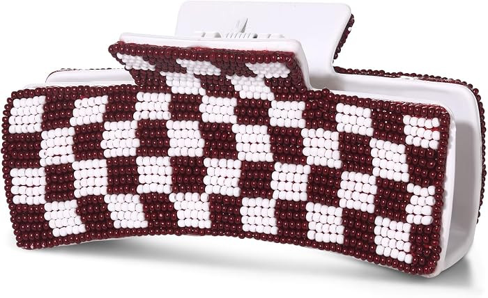Game Day Hair Claw Clip for Women Beaded Checkered Baseball Football Hair Clips Game Day Outfits ... | Amazon (US)