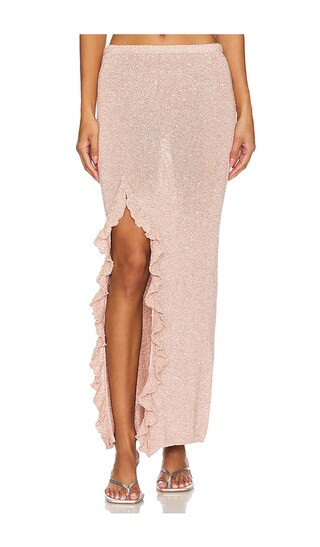 ASTA RESORT Michaela Split Skirt - Blush Sequin in Pink. - size S | Revolve Clothing (Global)