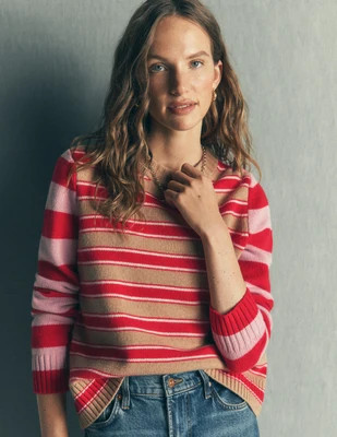 Marta Merino Wool Crew Sweater-Hotch Stripe | Boden (US)