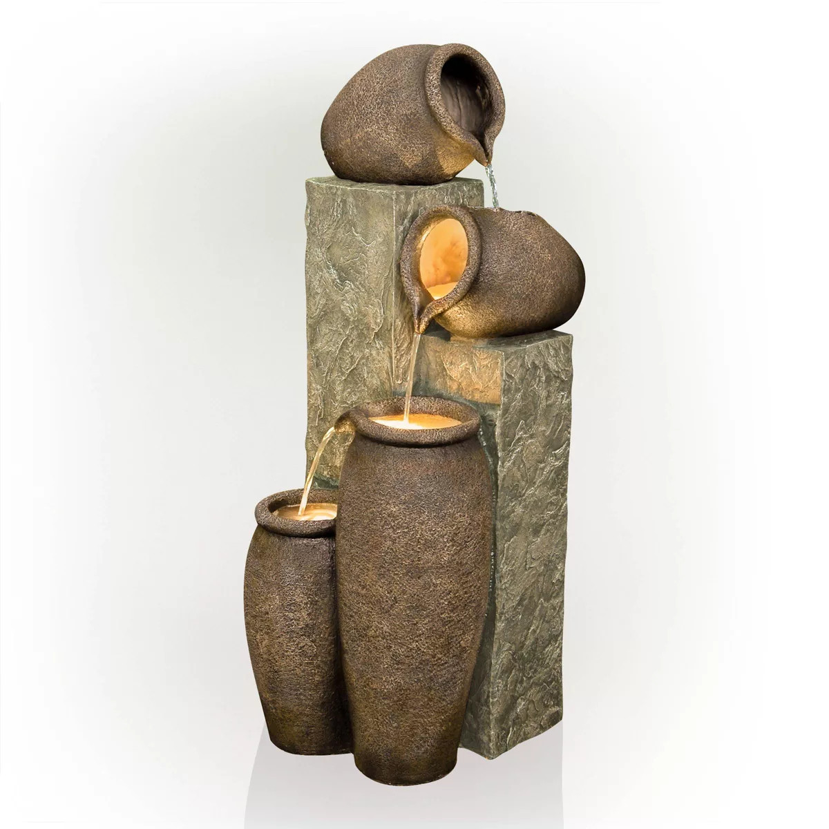 43" Resin Pottery Fountain with LED Lights & Pump - Alpine Corporation: Weatherproof, Rust-Resist... | Target