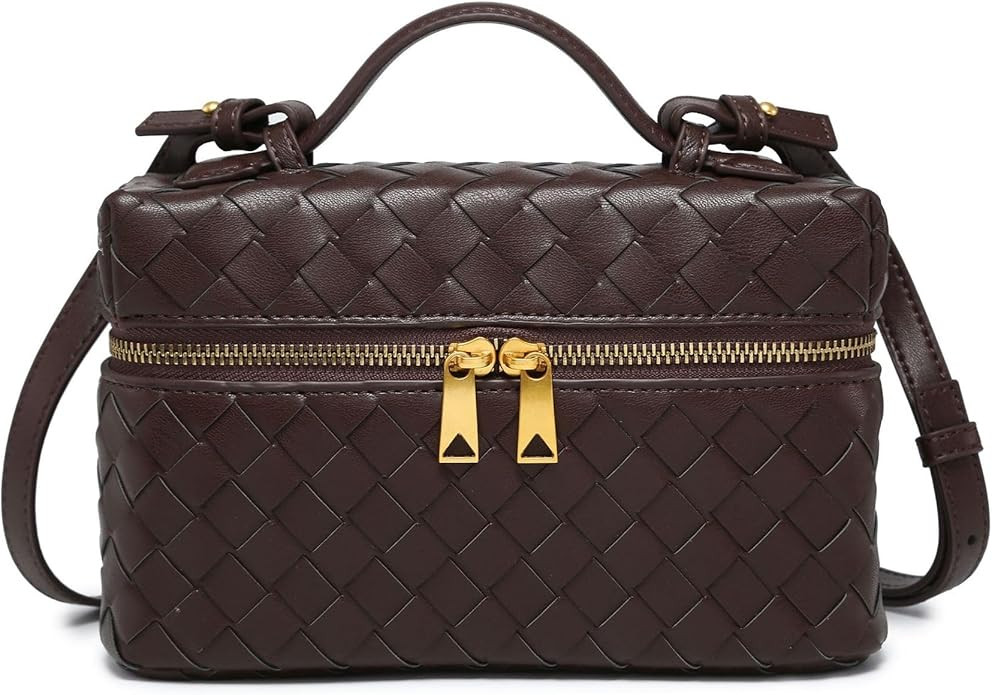 Mini Woven Crossbody Purse Square Box Bags Top-Handle Tote Handbag Shoulder Bag Cute Satchels Tre... | Amazon (US)