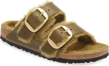 Birkenstock Arizona Big Buckle Genuine Shearling Lined Sandal | Nordstrom | Nordstrom