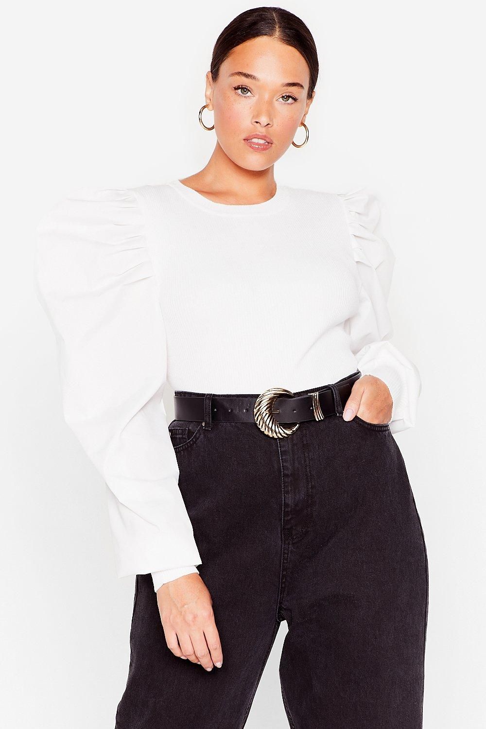 Womens Don't Puff Sleeve Me This Way Plus Knit Sweater - White | NastyGal (US & CA)