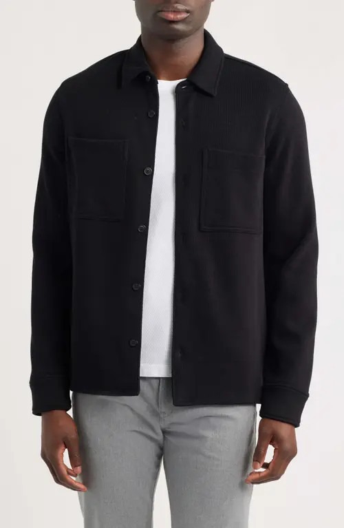 Vince French Rib Shirt Jacket in Black at Nordstrom, Size Large | Nordstrom