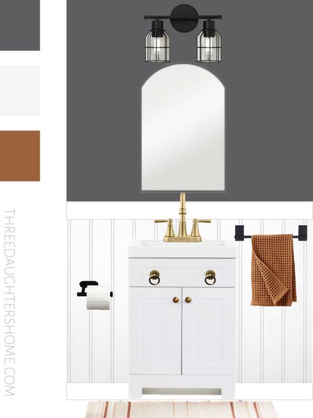 Was getting a little overwhelmed with decisions for the powder room, so I made a mock-up for the sink wall!

*Toilet paper holder will be going over near toilet (duh), but I’m showing it here since it matches the towel bar - both are adhesive!



bathroom, powder room, half bath, bathroom inspo, bathroom vanity, small bathroom, modern farmhouse

#LTKstyletip #LTKhome #LTKunder100