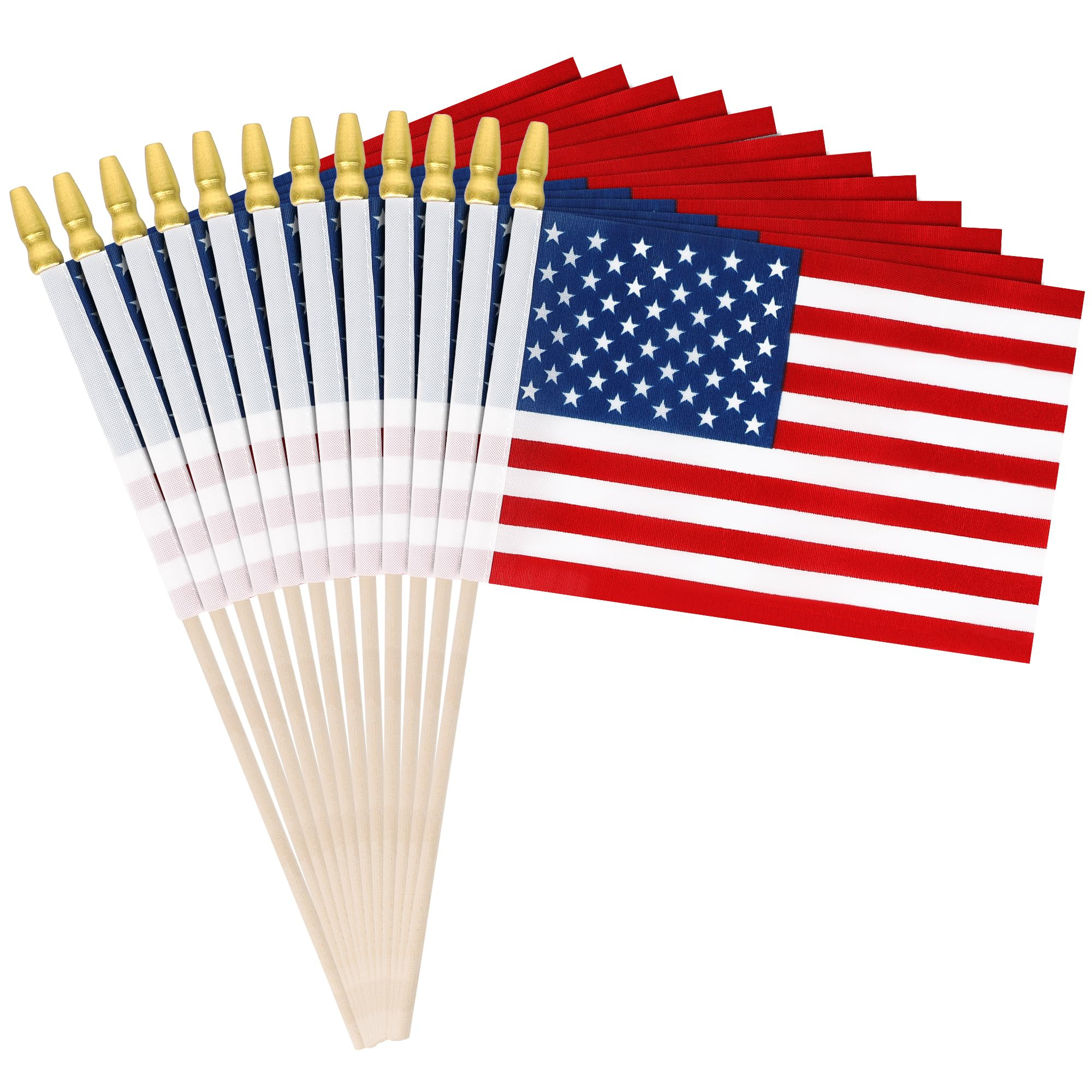 12 Pcs Small American Flags on Stick, 6x4 In 4th of July Decorations, Mini Patriotic USA Flag, Fo... | Amazon (US)